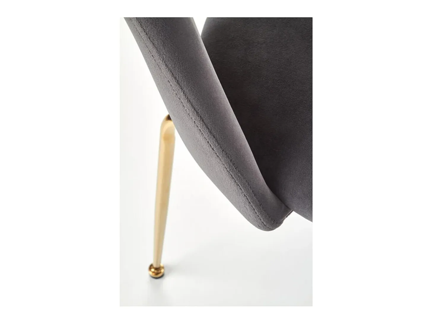 Silla de comedor de estilo vintage en terciopelo gris con patas de acero dorado DATA