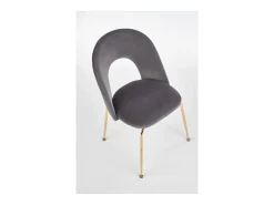 Silla de comedor de estilo vintage en terciopelo gris con patas de acero dorado DATA