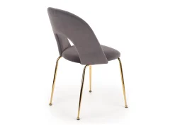 Silla de comedor de estilo vintage en terciopelo gris con patas de acero dorado DATA