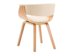 Silla de comedor de madera curvada y cuero sintético crema