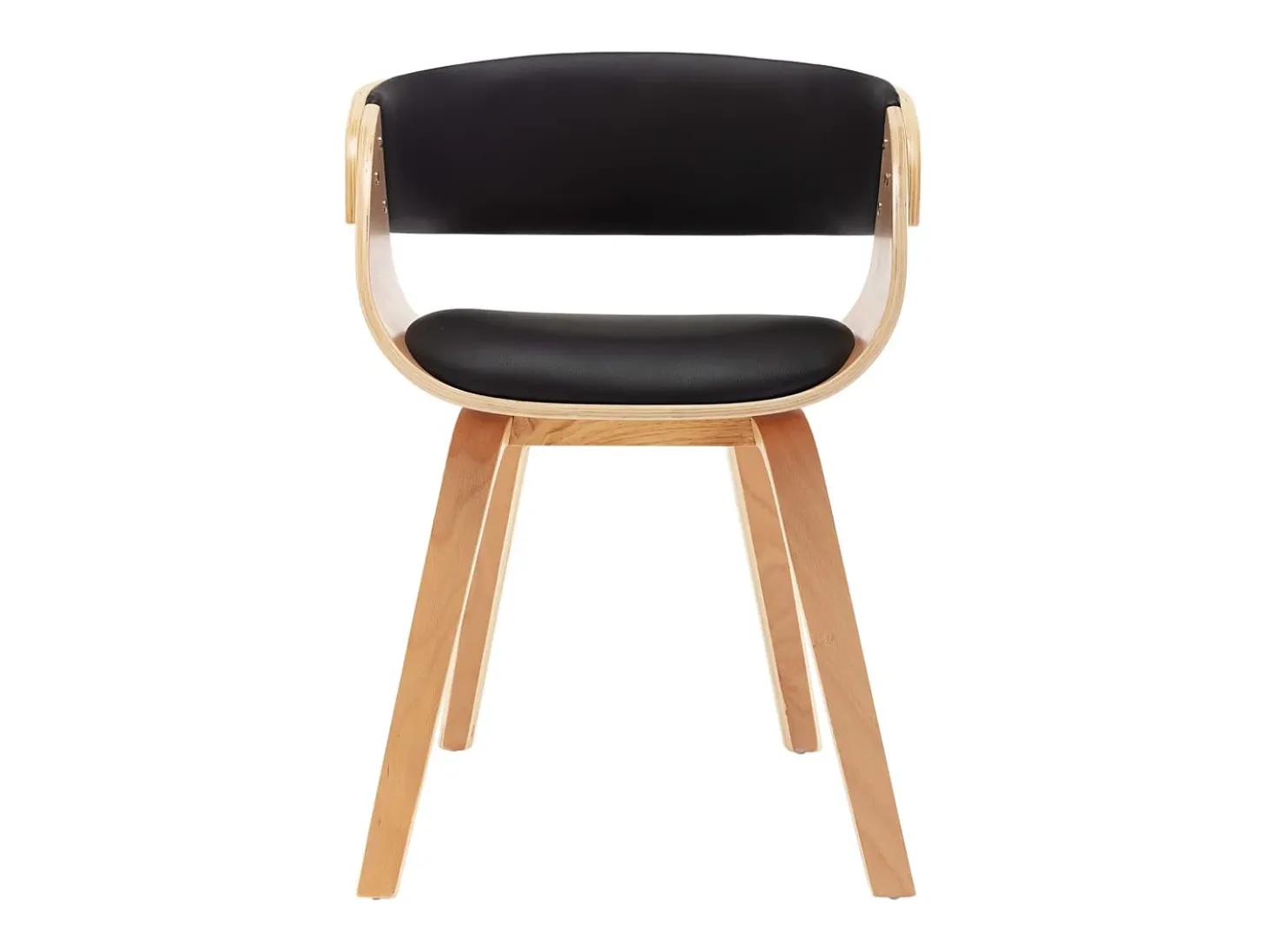 Silla de comedor de madera curvada y cuero sintético negro