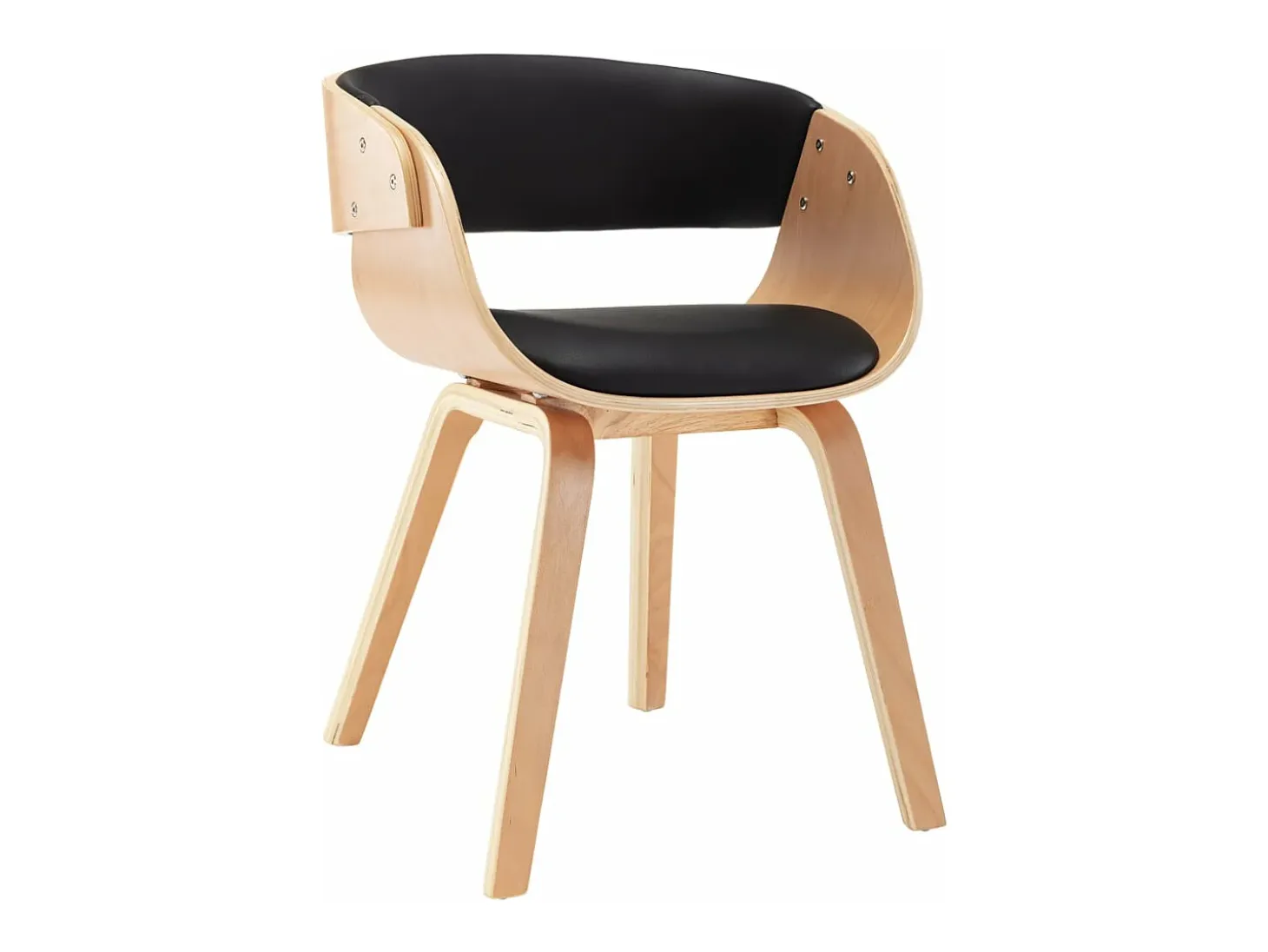 Silla de comedor de madera curvada y cuero sintético negro