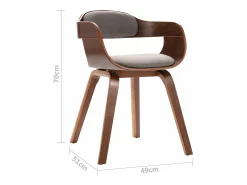 Silla de comedor de madera curvada y tela gris taupé
