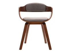 Silla de comedor de madera curvada y tela gris taupé