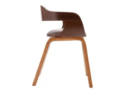 Silla de comedor de madera curvada y tela gris taupé