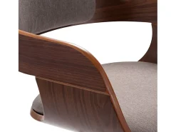 Silla de comedor de madera curvada y tela gris taupé
