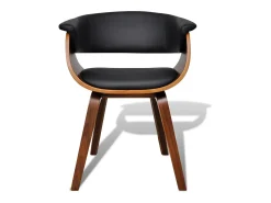 Silla de comedor de madera curvada y cuero sintético