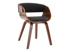 Silla de comedor de madera curvada y tela gris