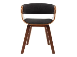 Silla de comedor de madera curvada y tela gris