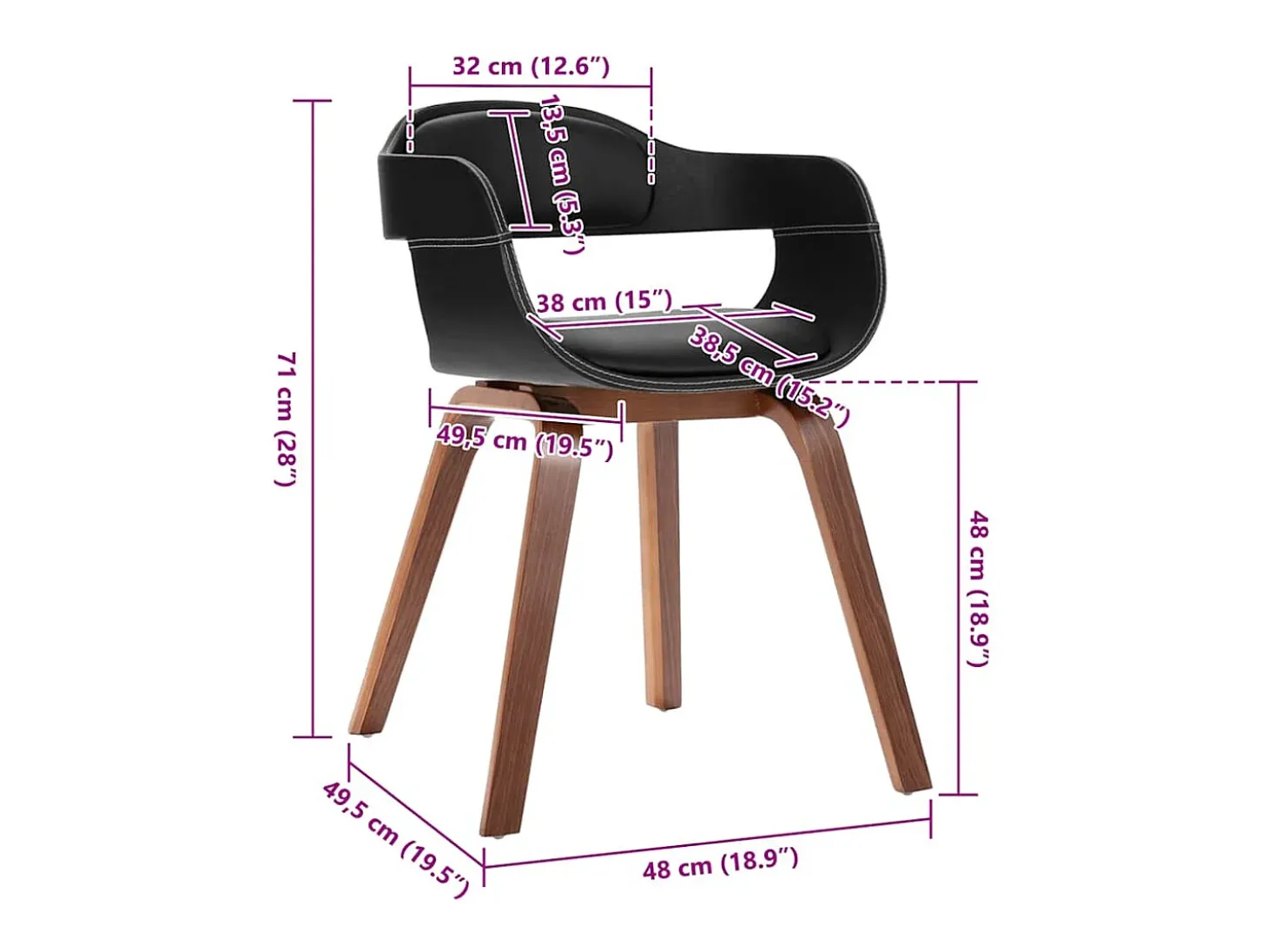 Silla de comedor de madera curvada y cuero sintético