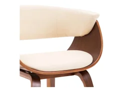Silla de comedor de madera curvada y cuero sintético crema