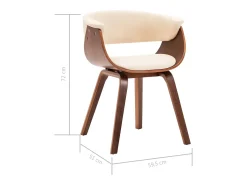 Silla de comedor de madera curvada y cuero sintético crema