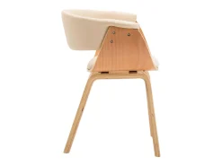 Silla de comedor de madera curvada color crema y piel sintética