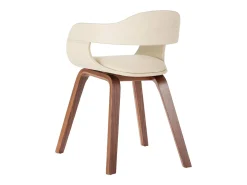 Silla de comedor de madera curvada y cuero artificial blanco