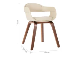 Silla de comedor de madera curvada y cuero artificial blanco