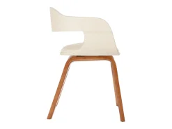 Silla de comedor de madera curvada y cuero artificial blanco
