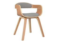Silla de comedor de madera curvada y tela gris taupé