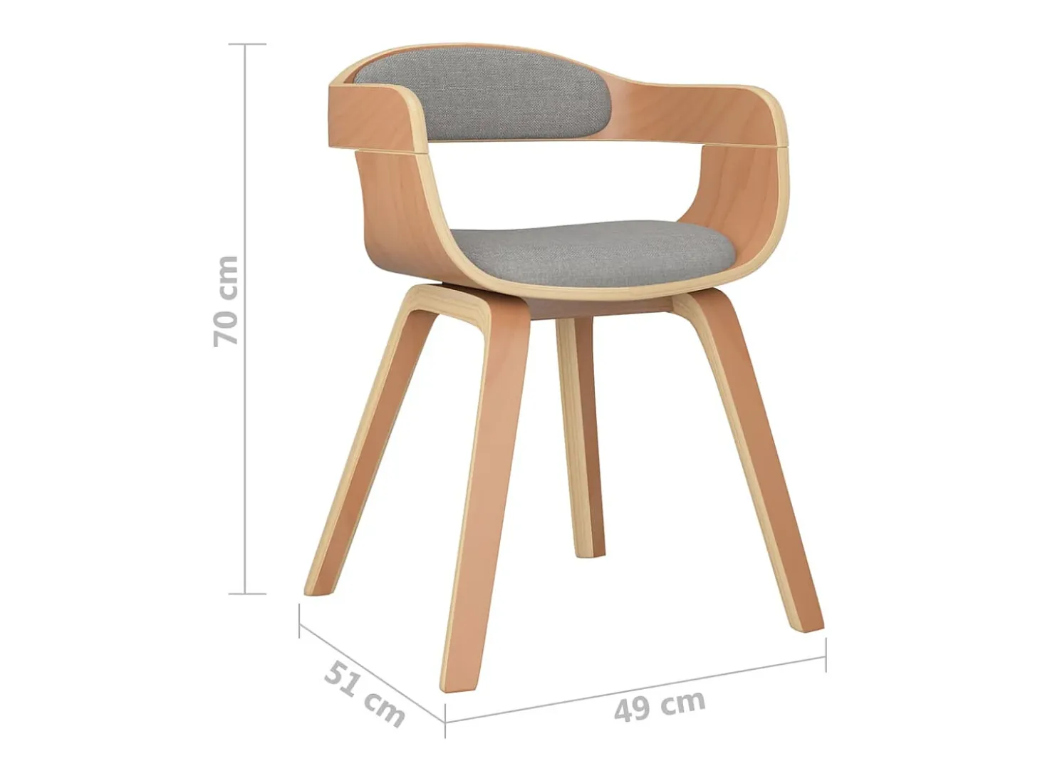 Silla de comedor de madera curvada y tela gris taupé