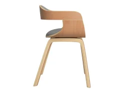 Silla de comedor de madera curvada y tela gris taupé