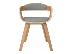 Silla de comedor de madera curvada y tela gris taupé
