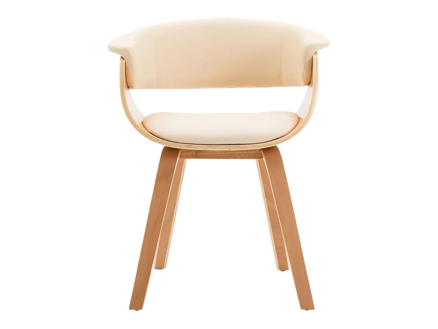 Silla de comedor de madera curvada y cuero sintético crema ES255787