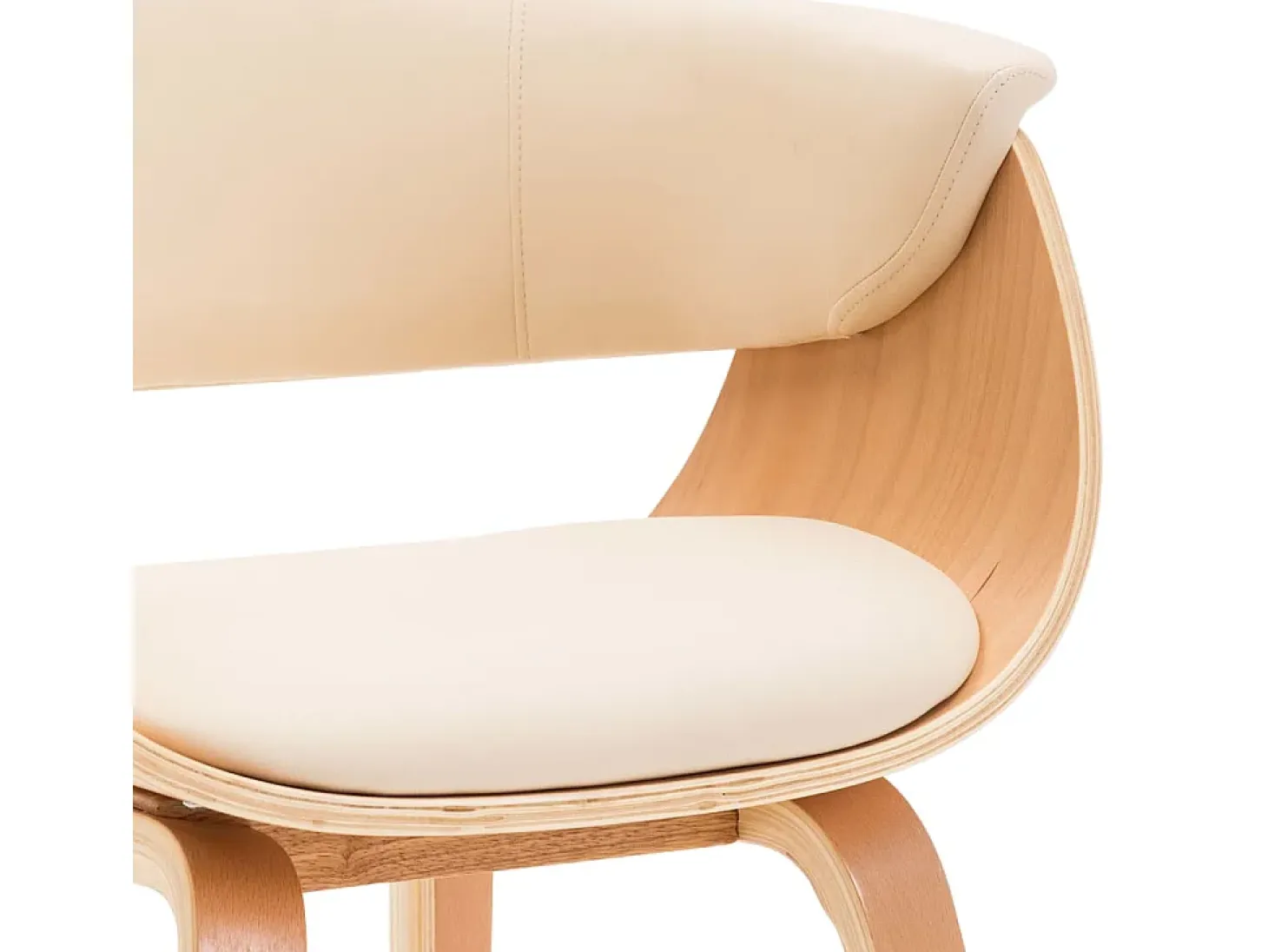 Silla de comedor de madera curvada y cuero sintético crema ES255787