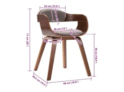 Silla de comedor de madera curvada y tela gris taupé