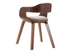 Silla de comedor de madera curvada y tela gris taupé