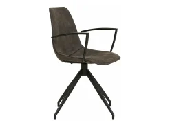 Silla de comedor de microfibra con pivote gris con pies negros