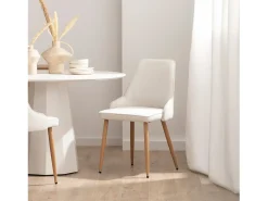 Silla de comedor de Tela Beige 87 x 52- Nika