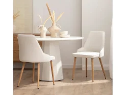 Silla de comedor de Tela Beige 87 x 52- Nika