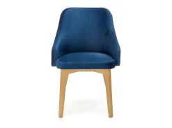 Silla de comedor de tela azul con patas de madera maciza KANDRA