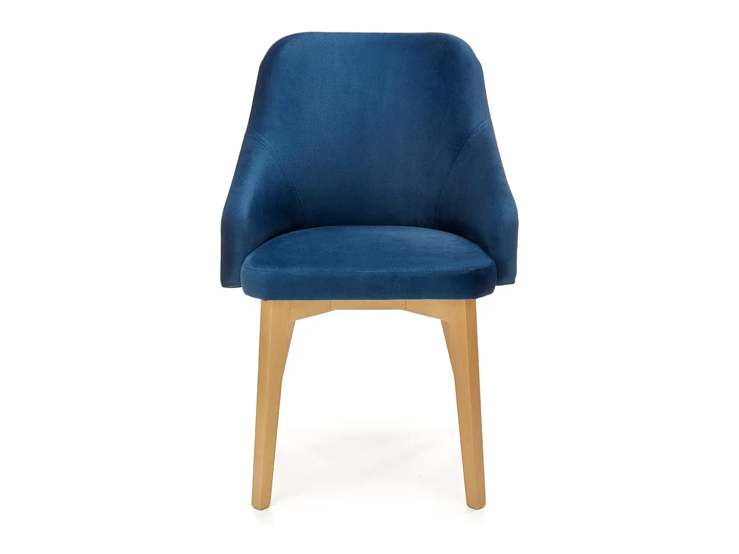 Silla de comedor de tela azul con patas de madera maciza KANDRA