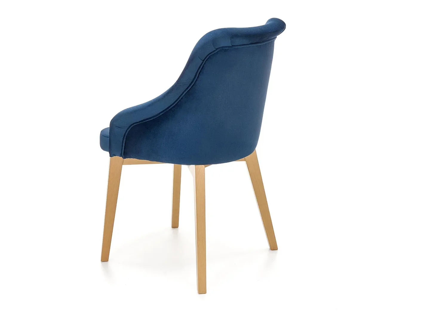 Silla de comedor de tela azul con patas de madera maciza KANDRA