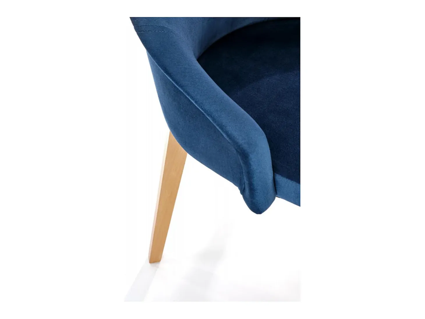 Silla de comedor de tela azul con patas de madera maciza KANDRA