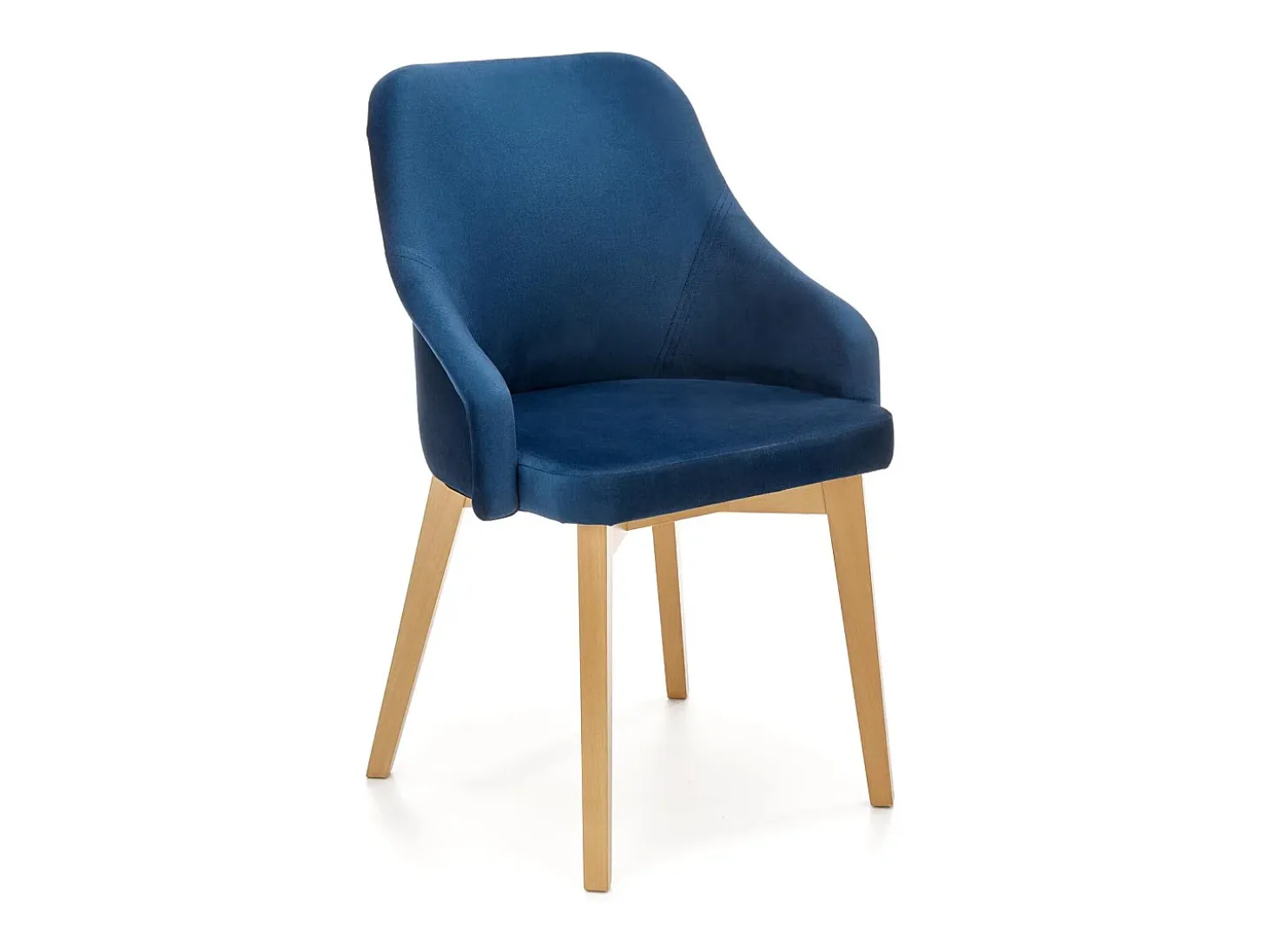 Silla de comedor de tela azul con patas de madera maciza KANDRA
