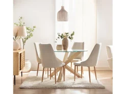 Silla de comedor de Tela Beige 95 x 45- Agnes