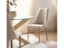 Silla de comedor de Tela Beige 95 x 45- Agnes