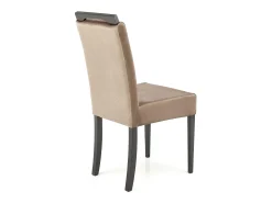 Silla de comedor de terciopelo beige con patas de madera maciza negra Candy