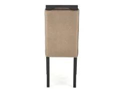 Silla de comedor de terciopelo beige con patas de madera maciza negra Candy