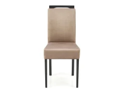 Silla de comedor de terciopelo beige con patas de madera maciza negra Candy