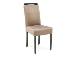 Silla de comedor de terciopelo beige con patas de madera maciza negra Candy