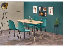 Silla de comedor de terciopelo verde con patas de acero negro y dorado SIEMPRE