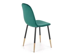 Silla de comedor de terciopelo verde con patas de acero negro y dorado SIEMPRE