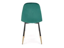 Silla de comedor de terciopelo verde con patas de acero negro y dorado SIEMPRE