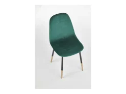 Silla de comedor de terciopelo verde con patas de acero negro y dorado SIEMPRE
