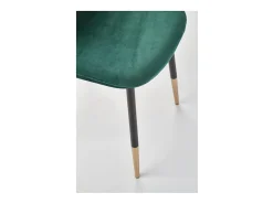 Silla de comedor de terciopelo verde con patas de acero negro y dorado SIEMPRE