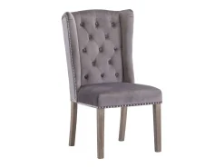 Silla de comedor de terciopelo gris