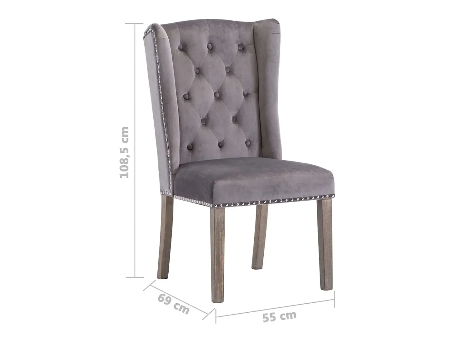 Silla de comedor de terciopelo gris
