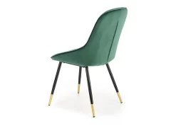 Silla de comedor de terciopelo verde con patas de metal negro y dorado DAMONA
